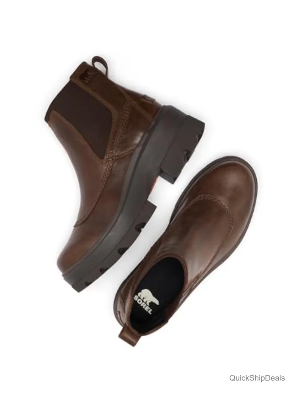 Women's Waterproof Leather Chelsea Boot Round Toe Slip-On
